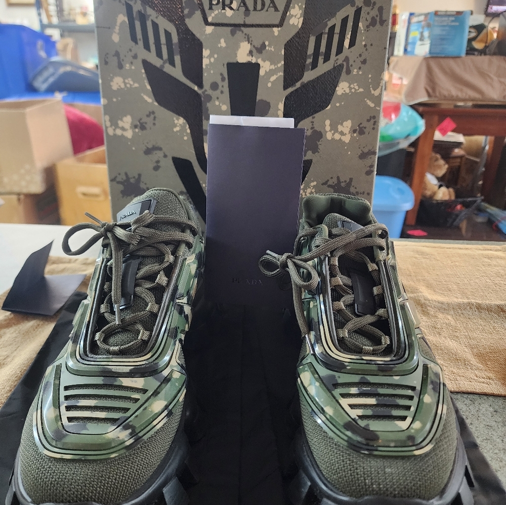 Authentic Camo Prada Cloudburst Sneaker With Receipt Chunky